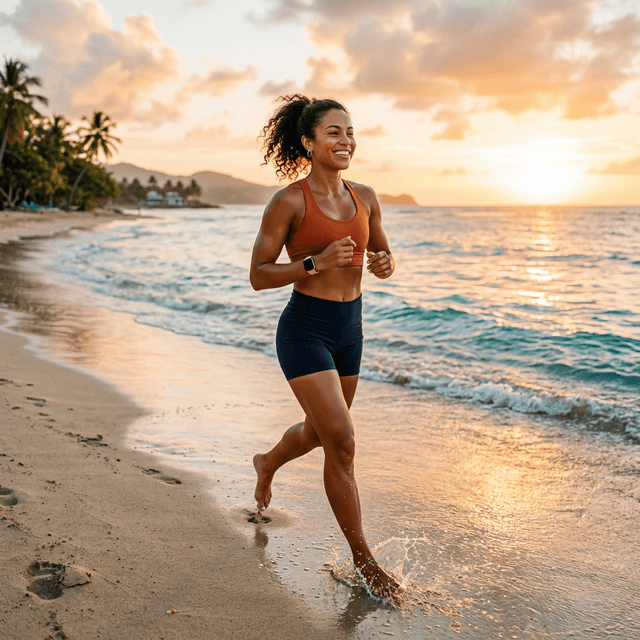 Person running on beach